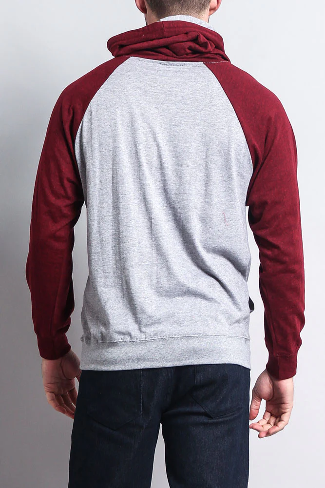 Lightweight Contrast Raglan Sleeve Pullover Hoodie - Image 38