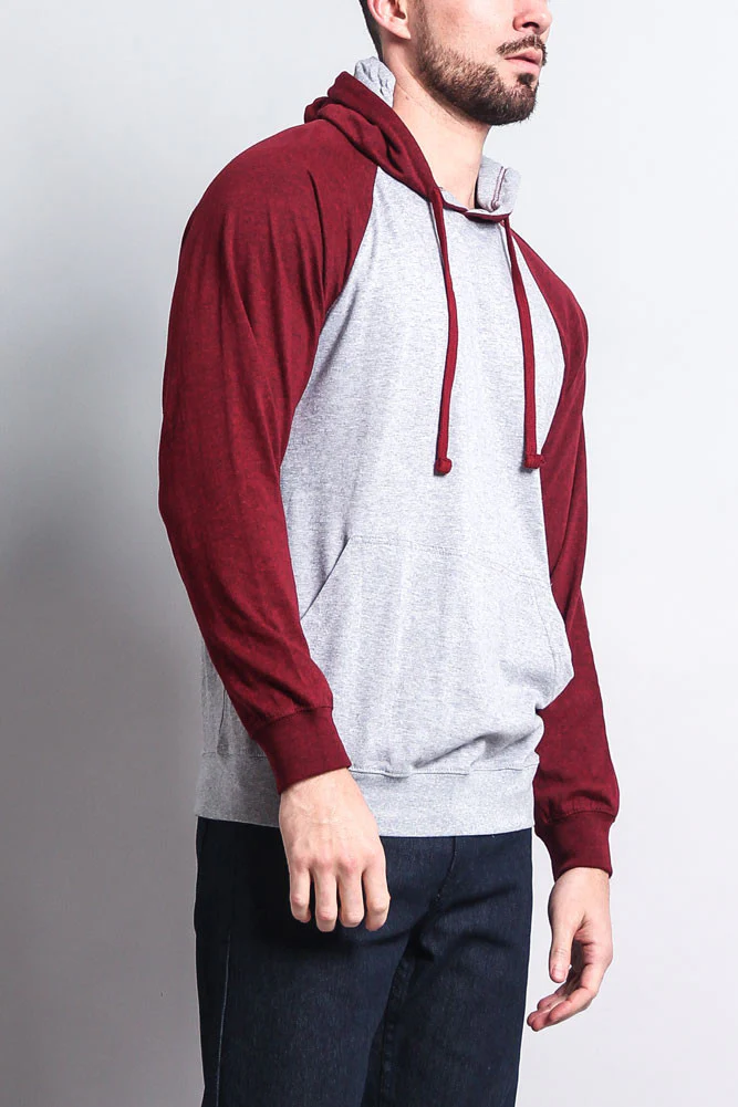 Lightweight Contrast Raglan Sleeve Pullover Hoodie - Image 39
