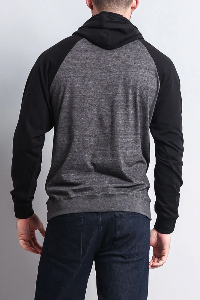 Lightweight Contrast Raglan Sleeve Pullover Hoodie - Image 4