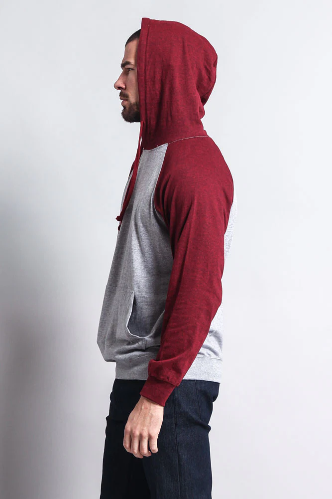 Lightweight Contrast Raglan Sleeve Pullover Hoodie - Image 41
