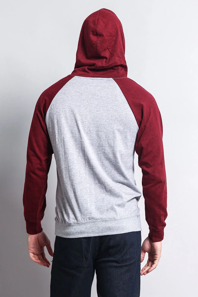 Lightweight Contrast Raglan Sleeve Pullover Hoodie - Image 42