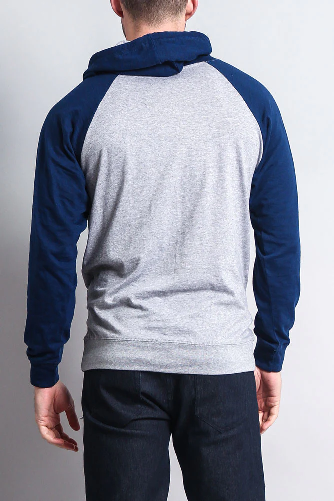 Lightweight Contrast Raglan Sleeve Pullover Hoodie - Image 45