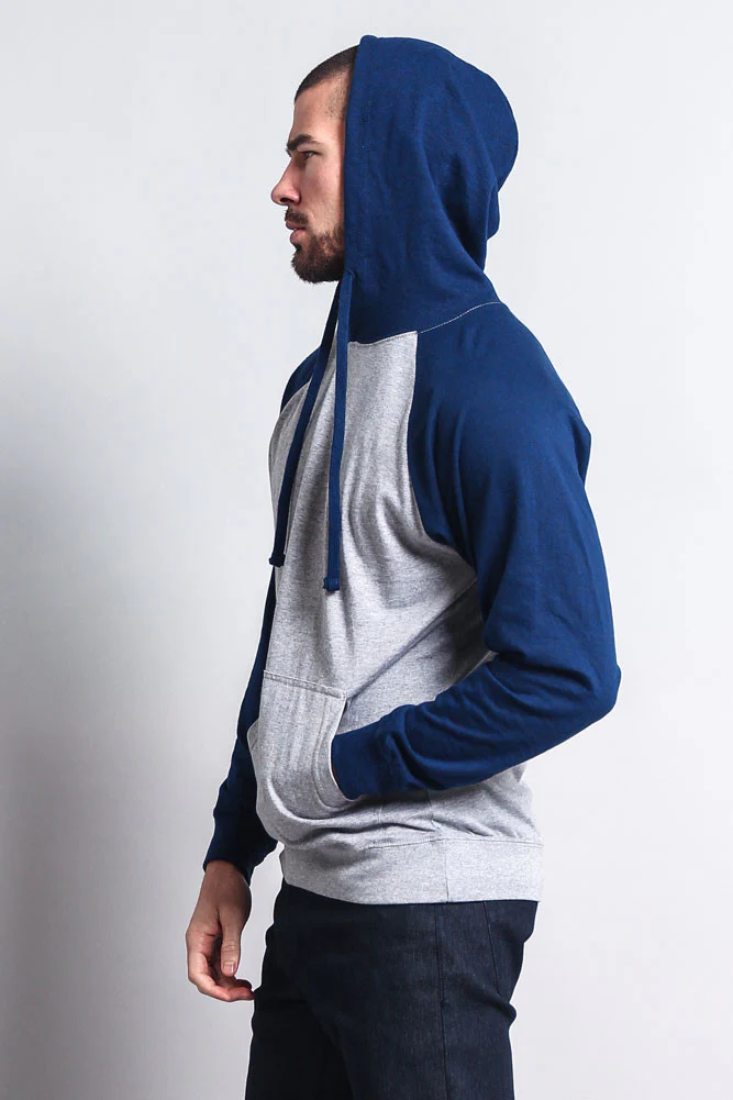 Lightweight Contrast Raglan Sleeve Pullover Hoodie - Image 48