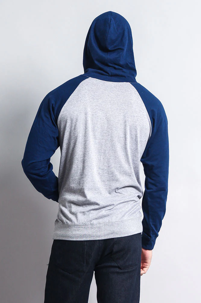 Lightweight Contrast Raglan Sleeve Pullover Hoodie - Image 49