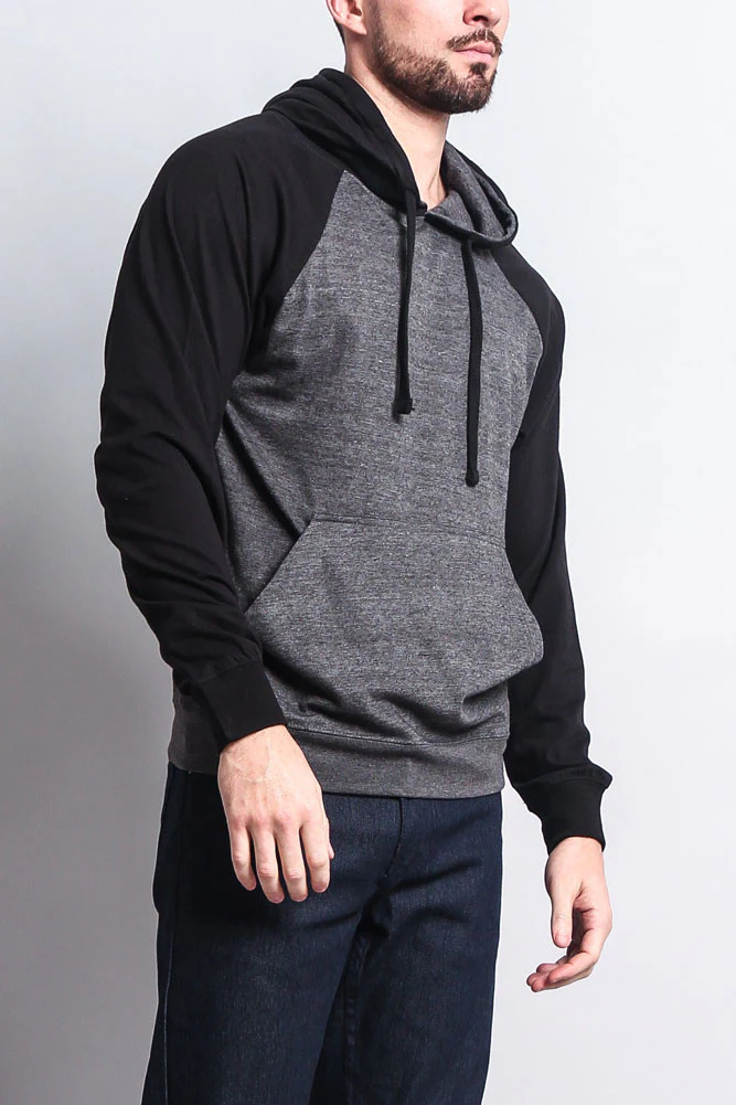 Lightweight Contrast Raglan Sleeve Pullover Hoodie - Image 5
