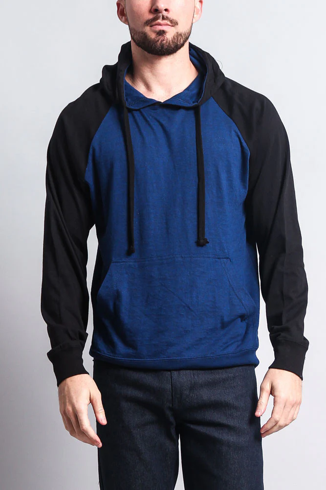 Lightweight Contrast Raglan Sleeve Pullover Hoodie - Image 50