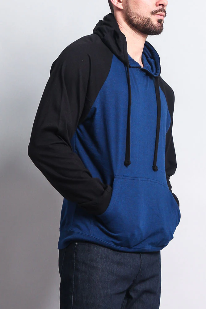 Lightweight Contrast Raglan Sleeve Pullover Hoodie - Image 53