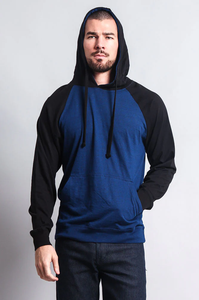 Lightweight Contrast Raglan Sleeve Pullover Hoodie - Image 54