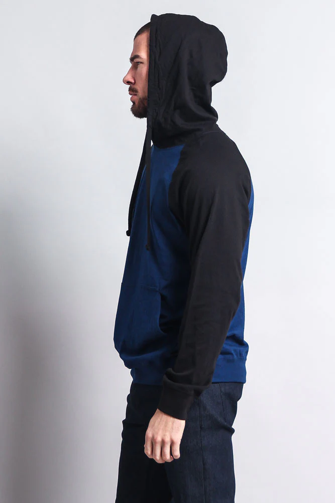 Lightweight Contrast Raglan Sleeve Pullover Hoodie - Image 55