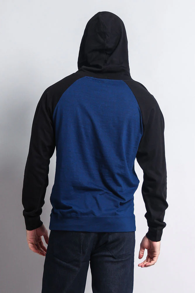 Lightweight Contrast Raglan Sleeve Pullover Hoodie - Image 56