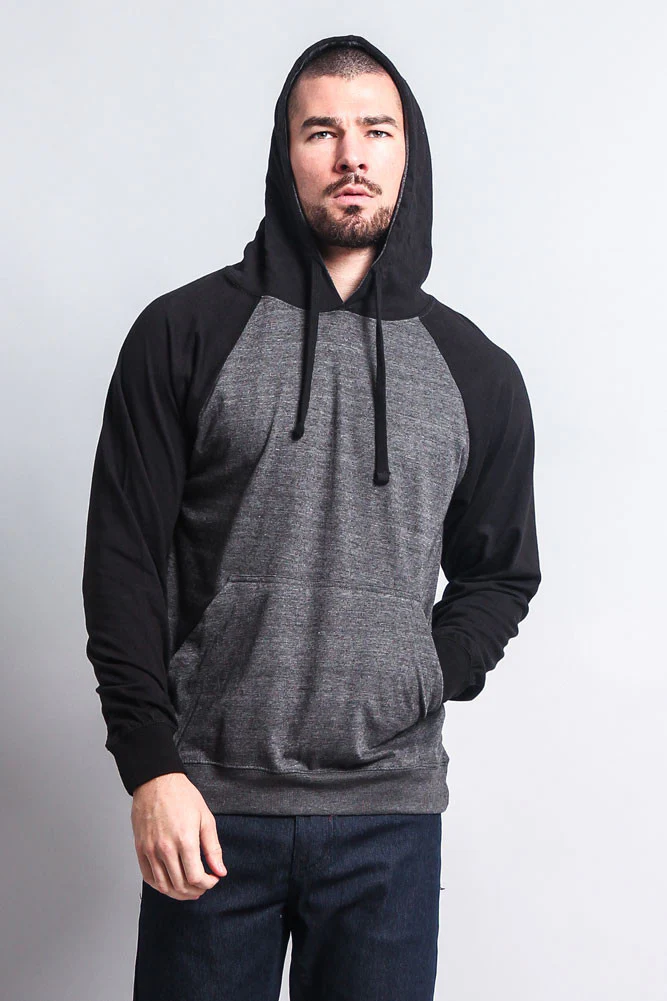 Lightweight Contrast Raglan Sleeve Pullover Hoodie - Image 6