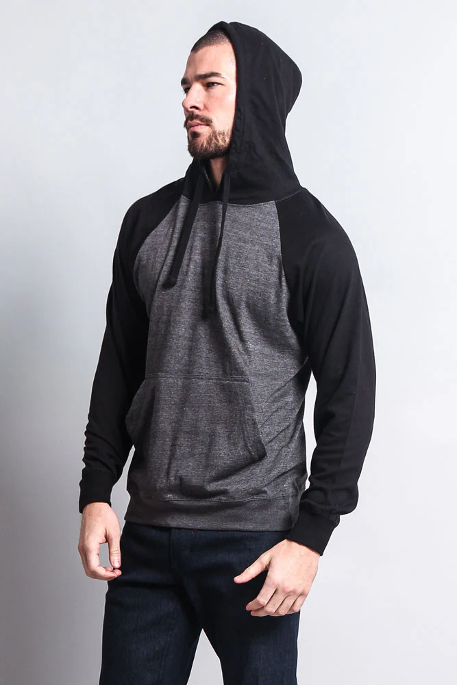 Lightweight Contrast Raglan Sleeve Pullover Hoodie - Image 7