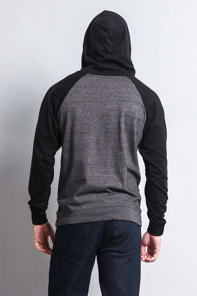Lightweight Contrast Raglan Sleeve Pullover Hoodie - Image 8