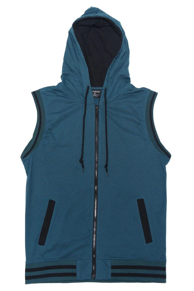 Lightweight Sleeveless Contrast Hoodie - Image 11