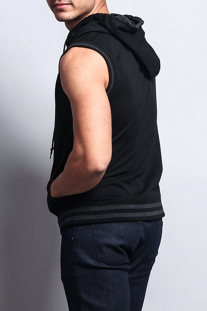 Lightweight Sleeveless Contrast Hoodie - Image 12