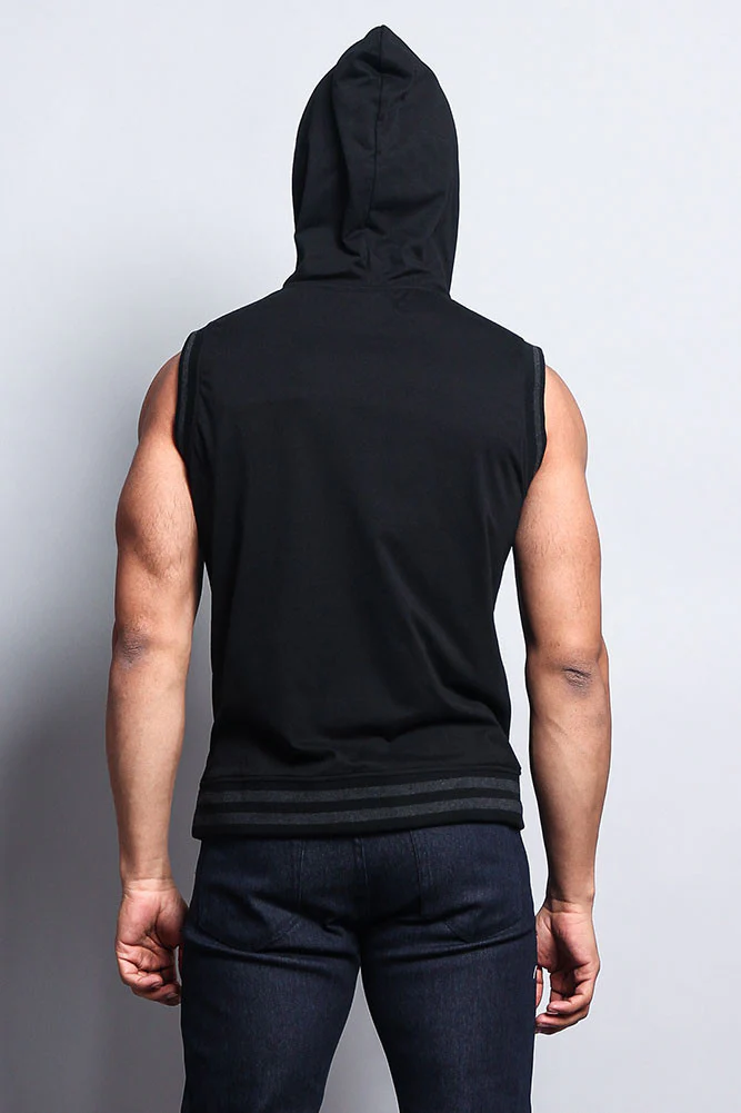 Lightweight Sleeveless Contrast Hoodie - Image 14