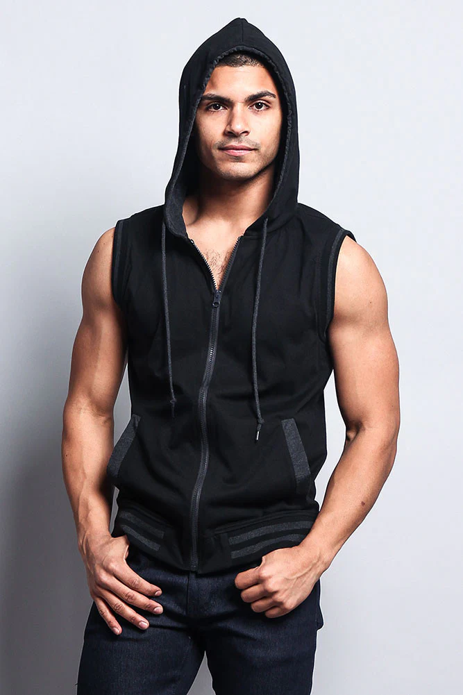 Lightweight Sleeveless Contrast Hoodie - Image 15