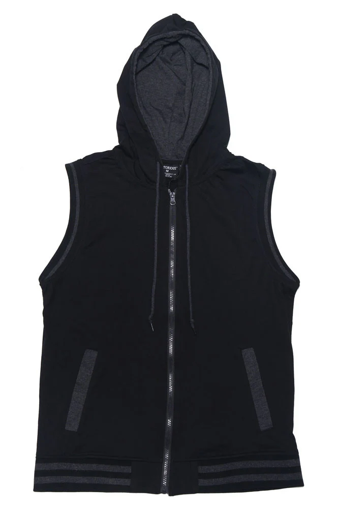 Lightweight Sleeveless Contrast Hoodie - Image 17