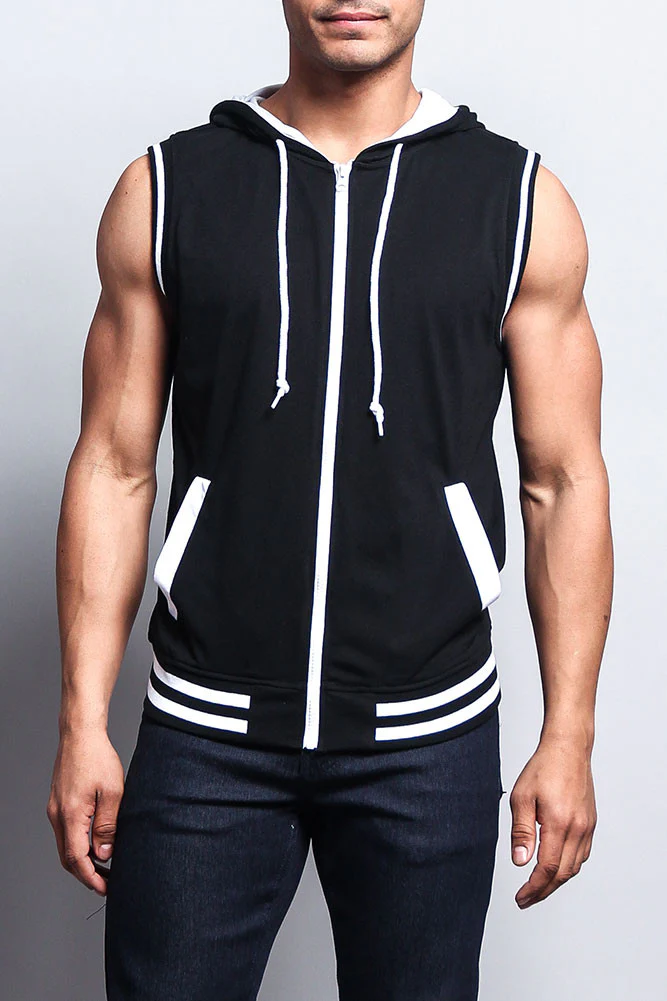 Lightweight Sleeveless Contrast Hoodie - Image 19
