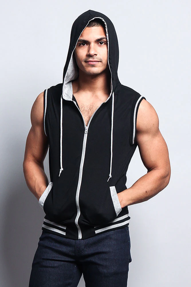 Lightweight Sleeveless Contrast Hoodie - Image 22