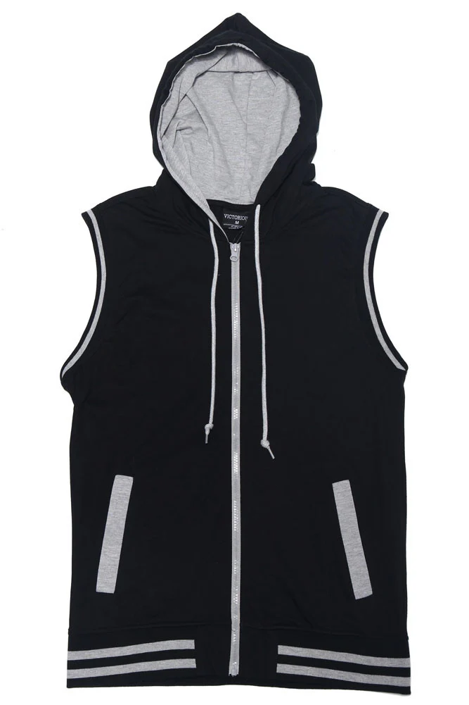 Lightweight Sleeveless Contrast Hoodie - Image 23