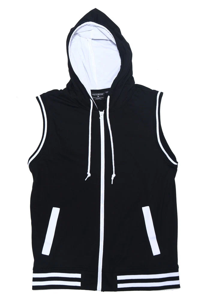 Lightweight Sleeveless Contrast Hoodie - Image 30
