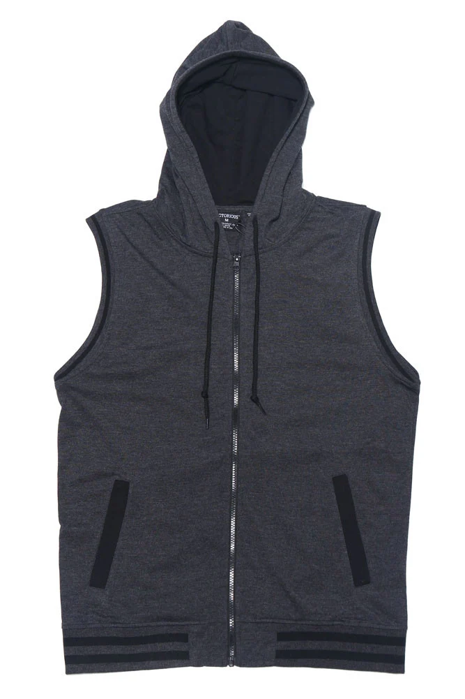 Lightweight Sleeveless Contrast Hoodie - Image 38