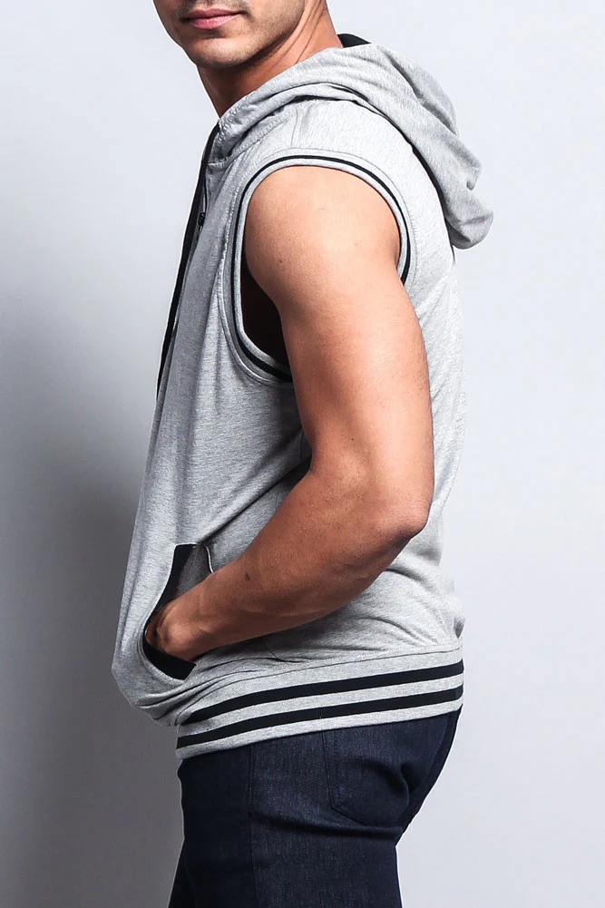 Lightweight Sleeveless Contrast Hoodie - Image 39