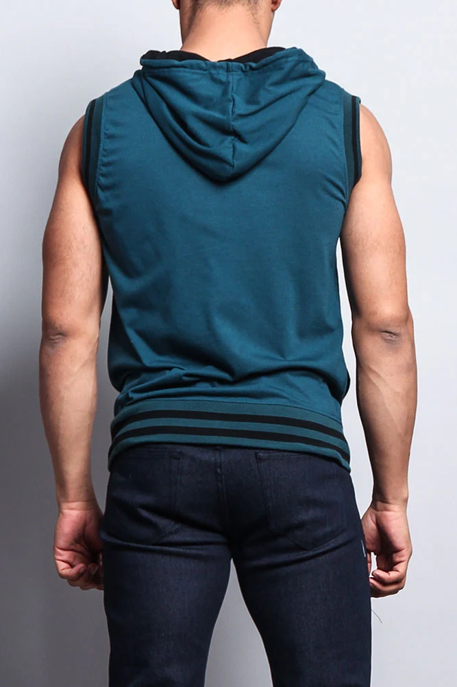 Lightweight Sleeveless Contrast Hoodie - Image 4