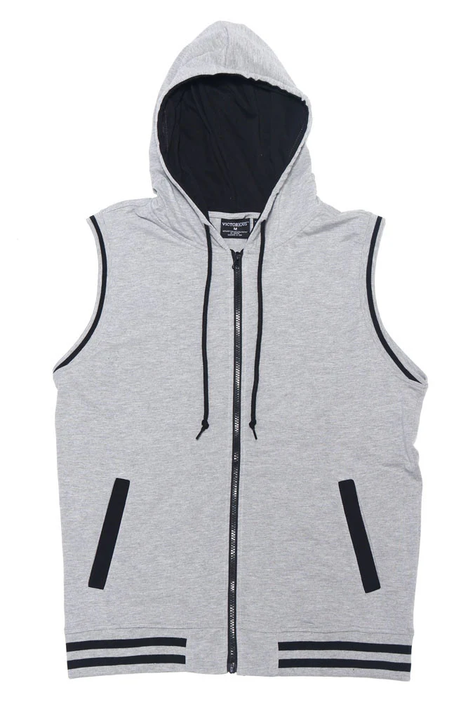 Lightweight Sleeveless Contrast Hoodie - Image 43
