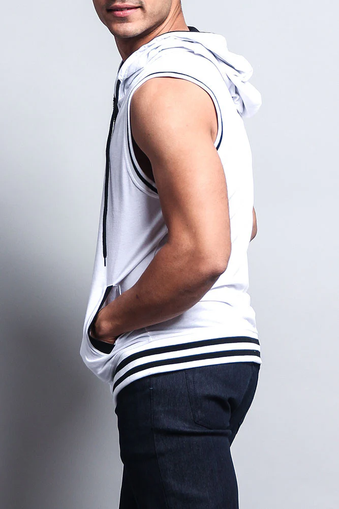 Lightweight Sleeveless Contrast Hoodie - Image 45