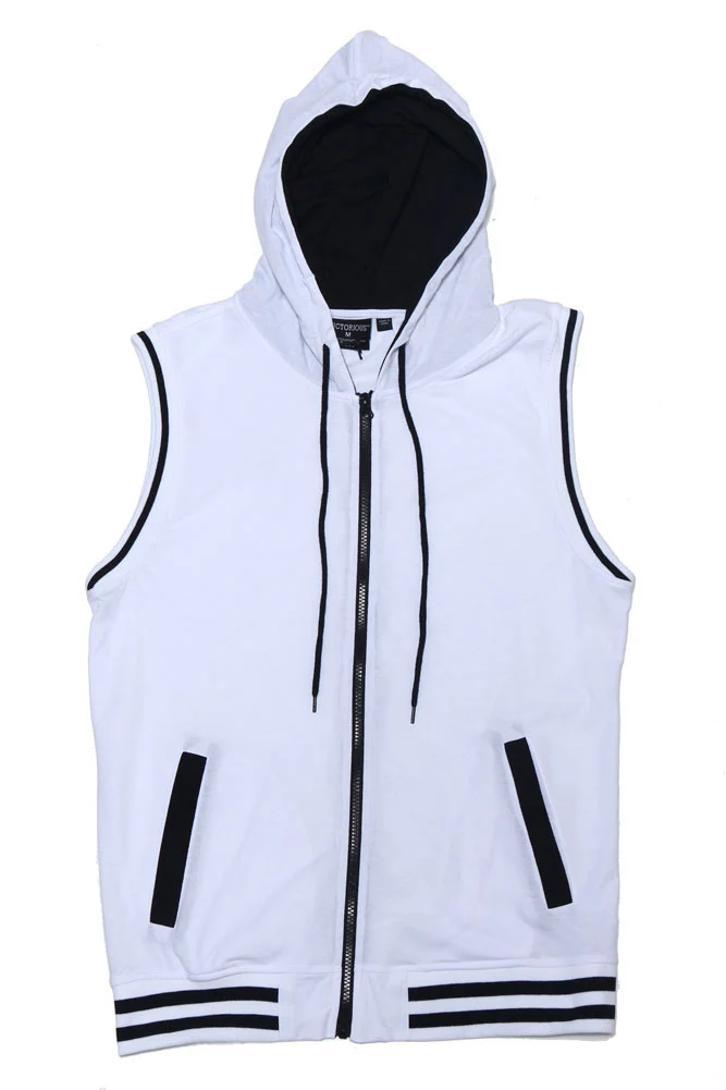 Lightweight Sleeveless Contrast Hoodie - Image 49