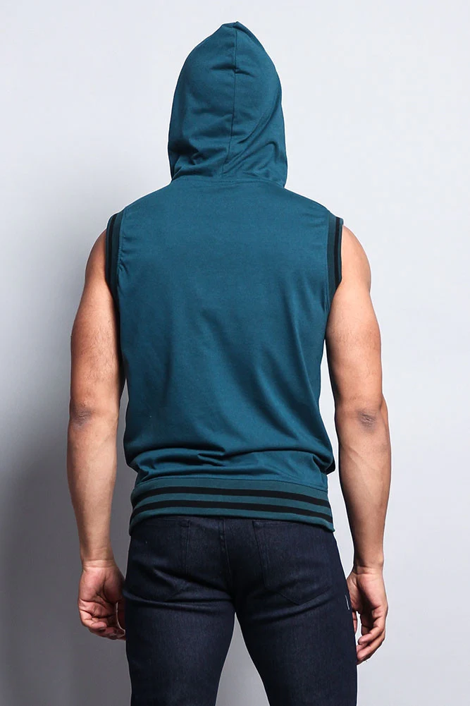Lightweight Sleeveless Contrast Hoodie - Image 5