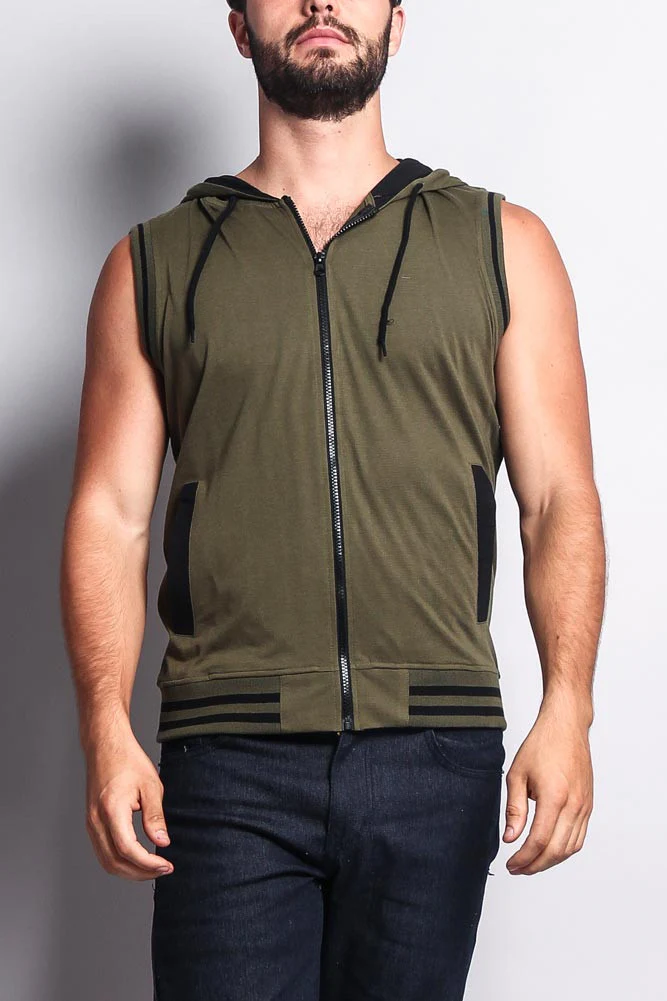 Lightweight Sleeveless Contrast Hoodie - Image 57