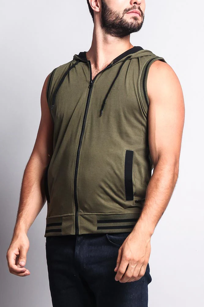 Lightweight Sleeveless Contrast Hoodie - Image 58