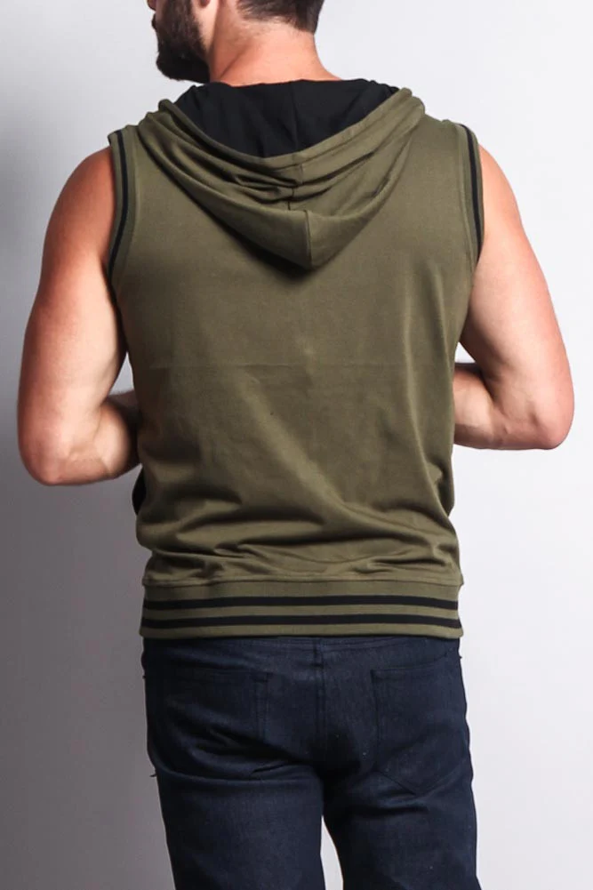Lightweight Sleeveless Contrast Hoodie - Image 59