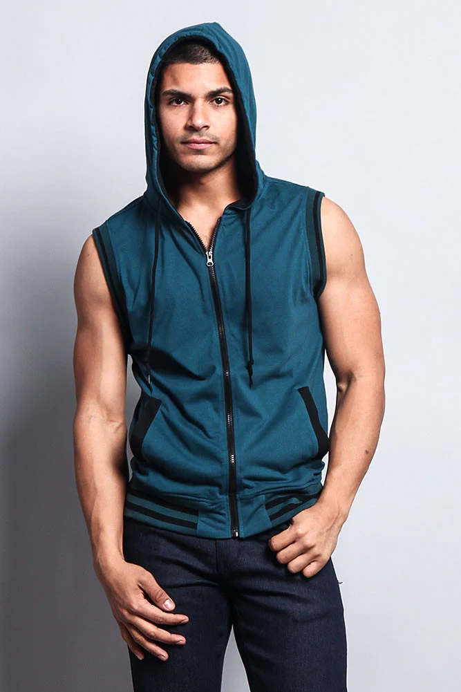 Lightweight Sleeveless Contrast Hoodie - Image 6