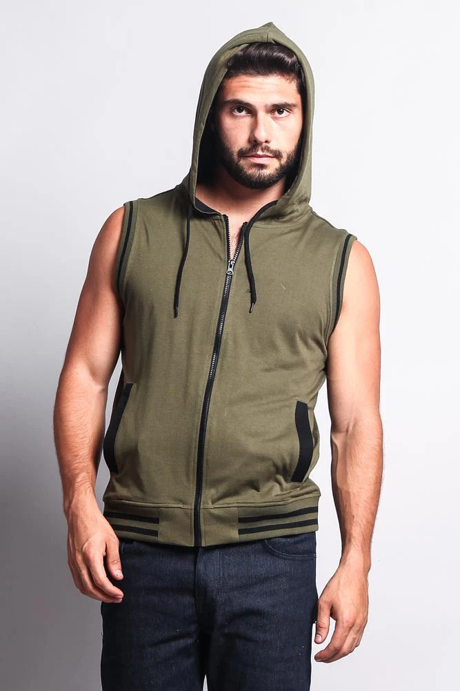 Lightweight Sleeveless Contrast Hoodie - Image 63