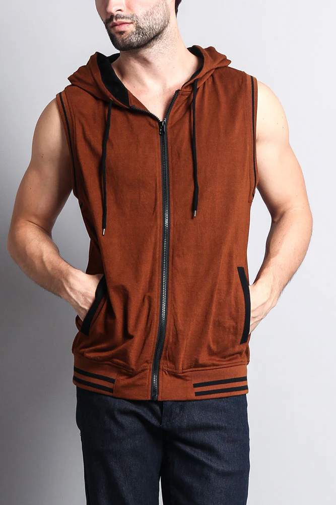 Lightweight Sleeveless Contrast Hoodie - Image 64
