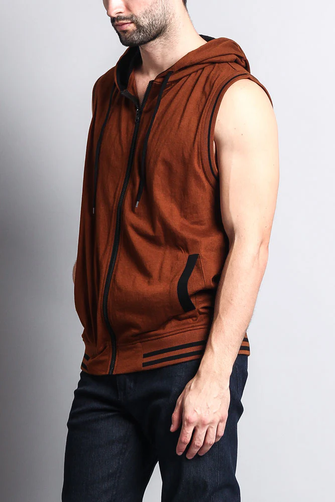 Lightweight Sleeveless Contrast Hoodie - Image 65