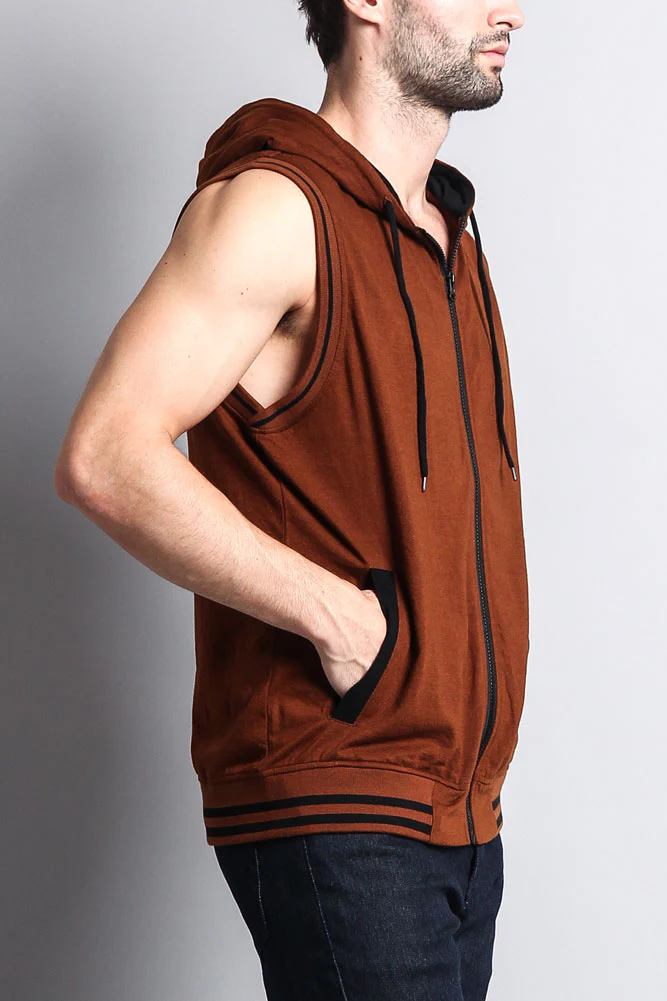 Lightweight Sleeveless Contrast Hoodie - Image 66