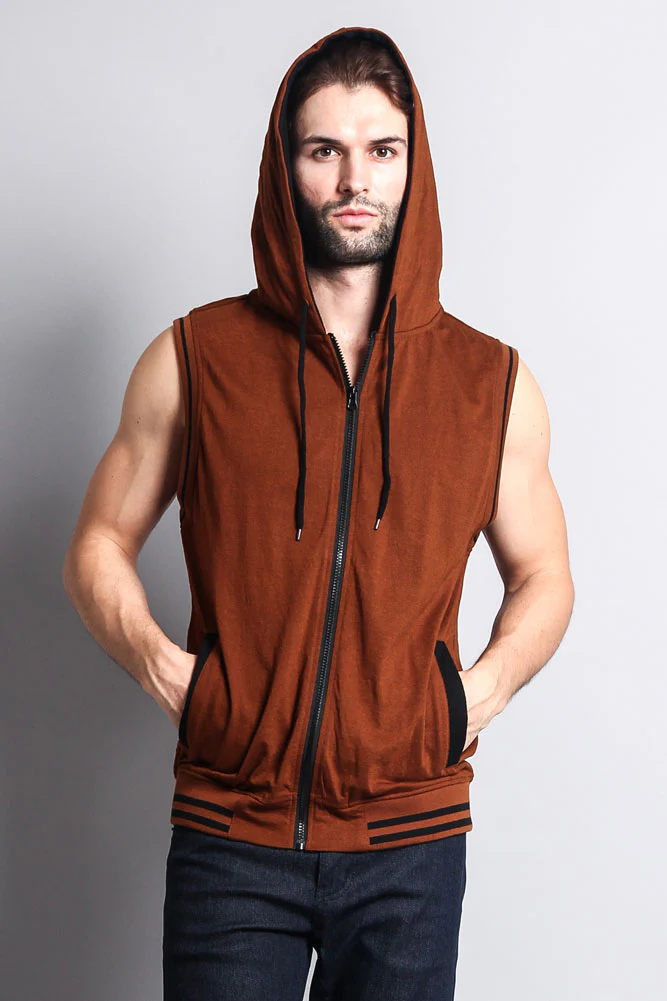 Lightweight Sleeveless Contrast Hoodie - Image 69