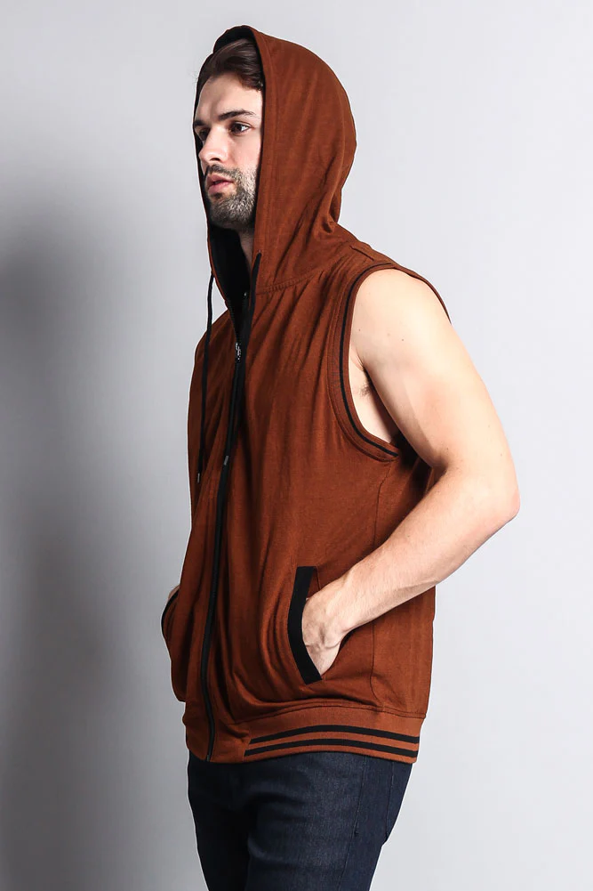 Lightweight Sleeveless Contrast Hoodie - Image 70