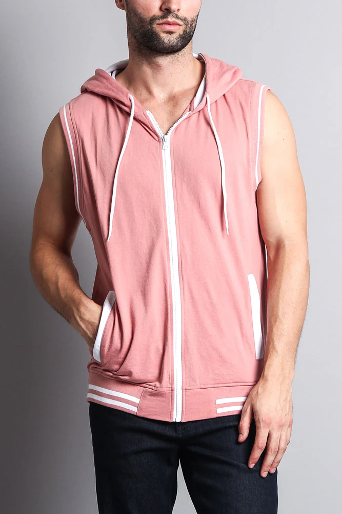Lightweight Sleeveless Contrast Hoodie - Image 71