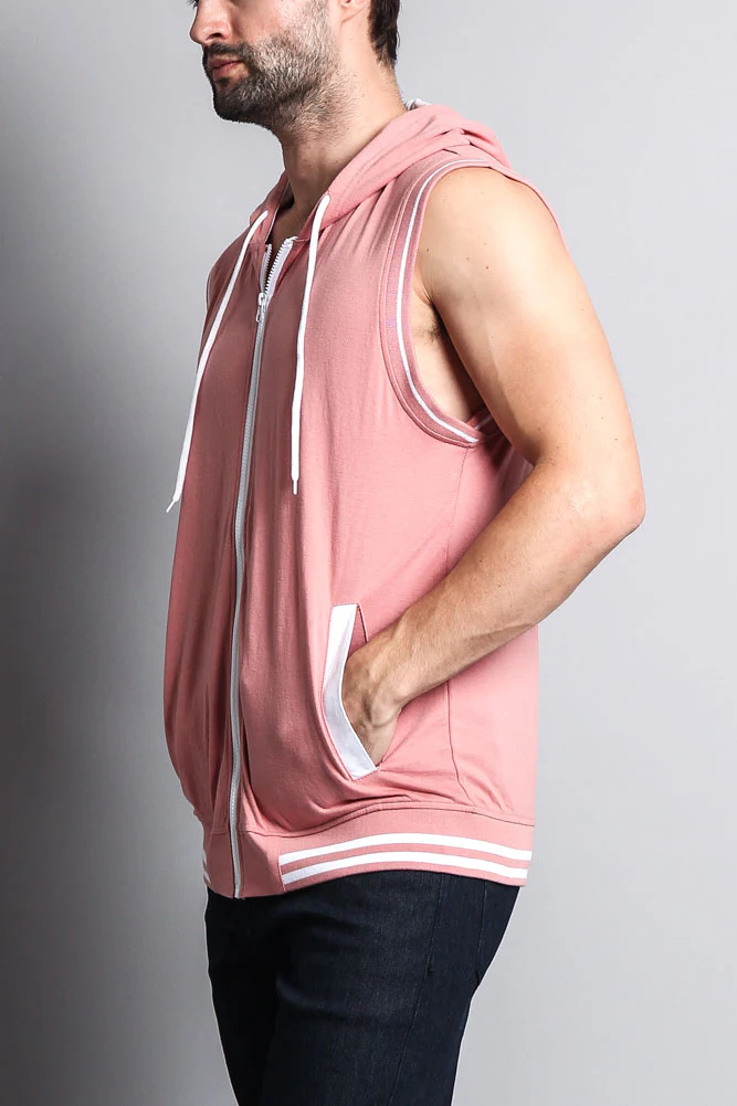 Lightweight Sleeveless Contrast Hoodie - Image 72