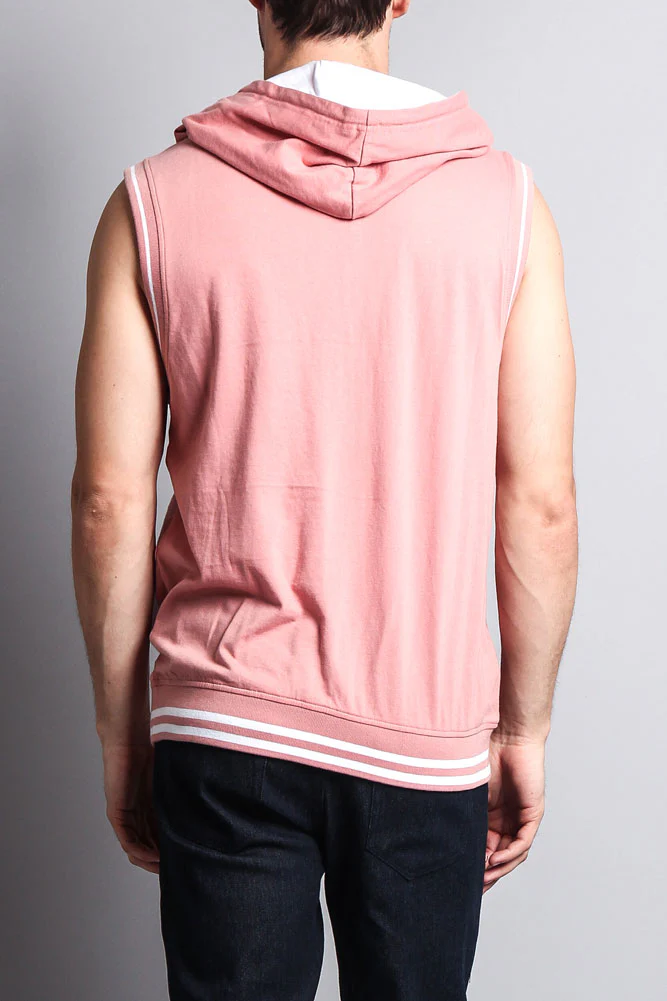 Lightweight Sleeveless Contrast Hoodie - Image 74