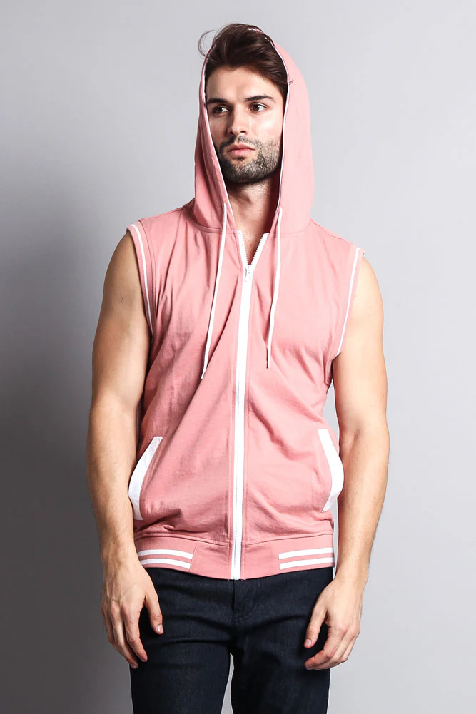 Lightweight Sleeveless Contrast Hoodie - Image 75