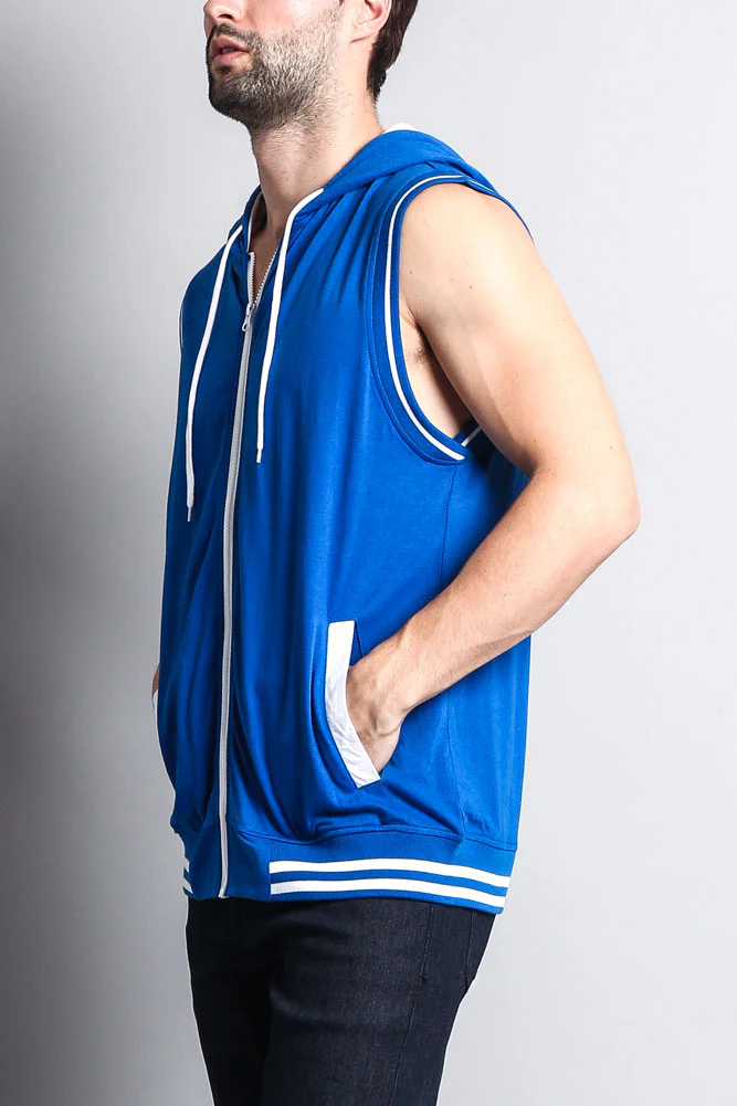 Lightweight Sleeveless Contrast Hoodie - Image 79