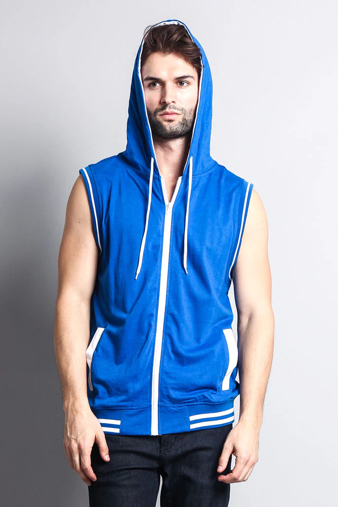 Lightweight Sleeveless Contrast Hoodie - Image 82