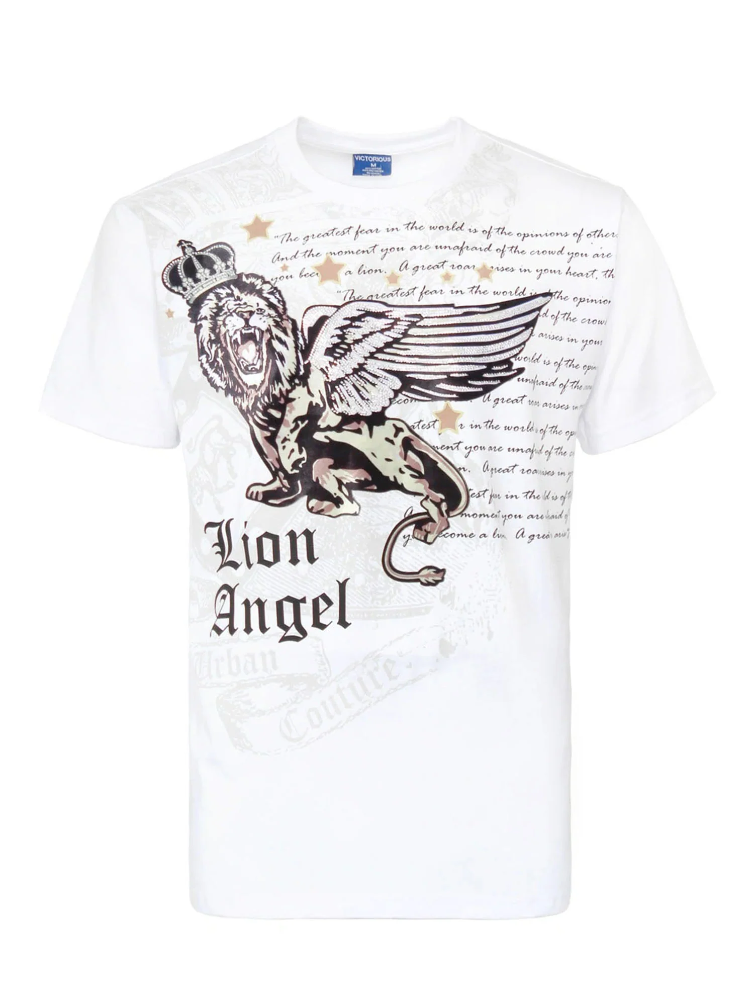 Lion Angel Crystal Embellished Graphic T-Shirt - Image 4